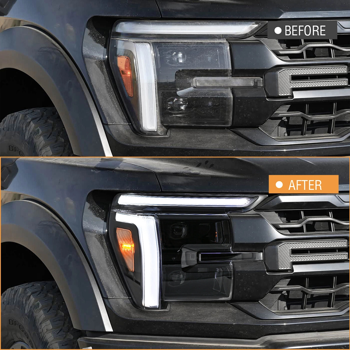 LED-Scheinwerfer für 2021-2025 Ford F-150 XL/XLT/STX | Zweifarbiges Tagfahrlicht, sequenzielle Blinker