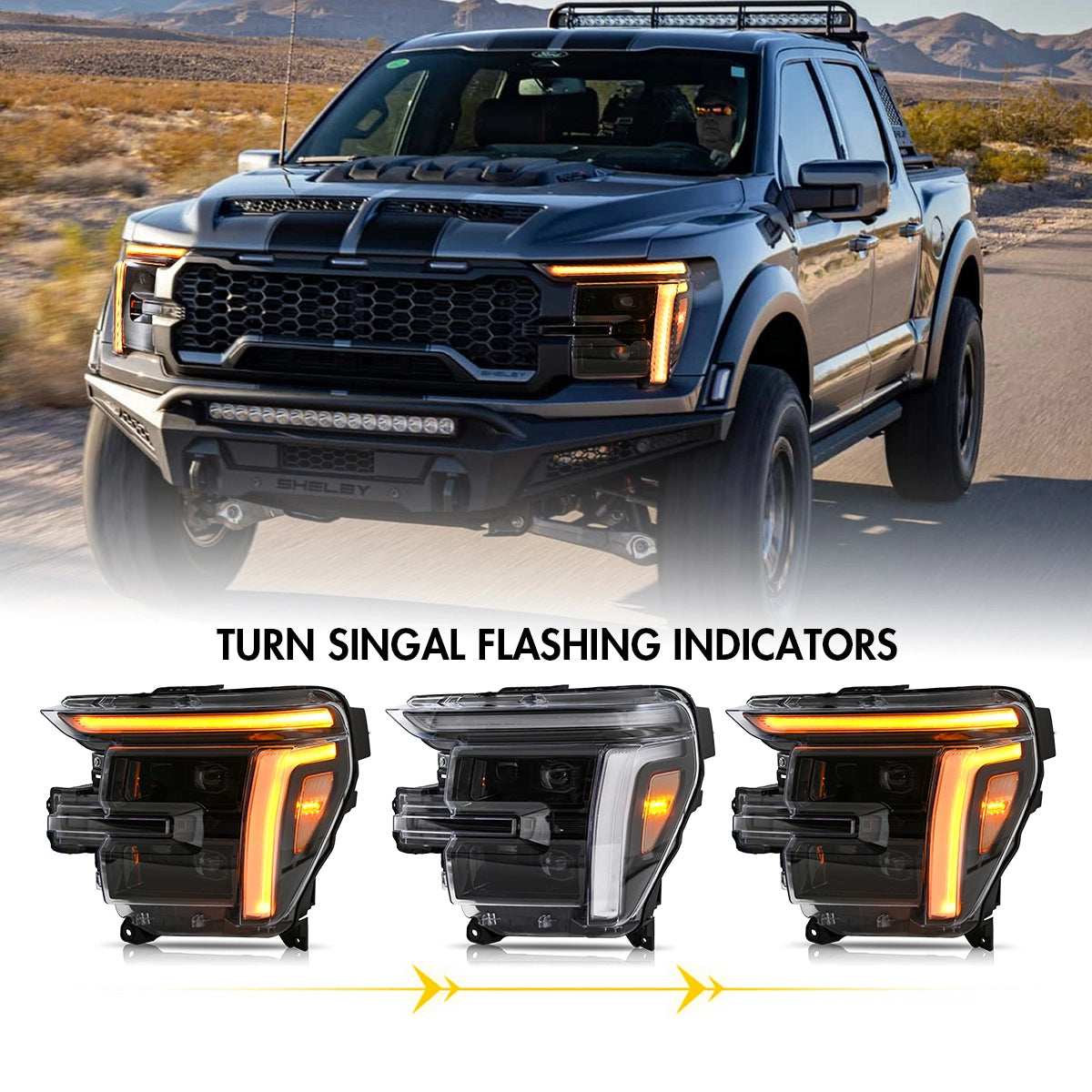 LED-Scheinwerfer für 2021-2025 Ford F-150 XL/XLT/STX | Zweifarbiges Tagfahrlicht, sequenzielle Blinker