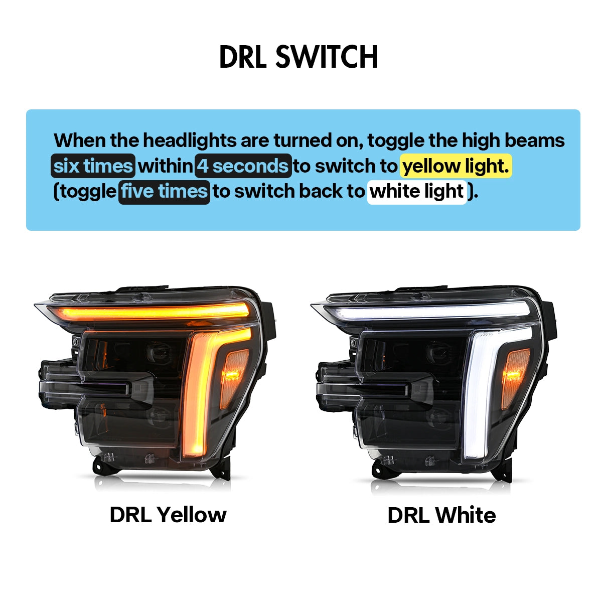 LED-Scheinwerfer für 2021-2025 Ford F-150 XL/XLT/STX | Zweifarbiges Tagfahrlicht, sequenzielle Blinker