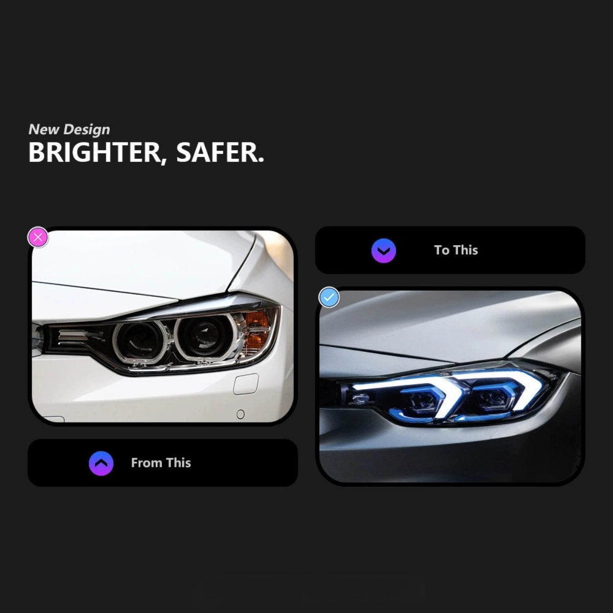 LED Headlights for BMW 3 Series F30/F31 (2012-2018) | 2023+ LCI Style With DRL, Plug & Play