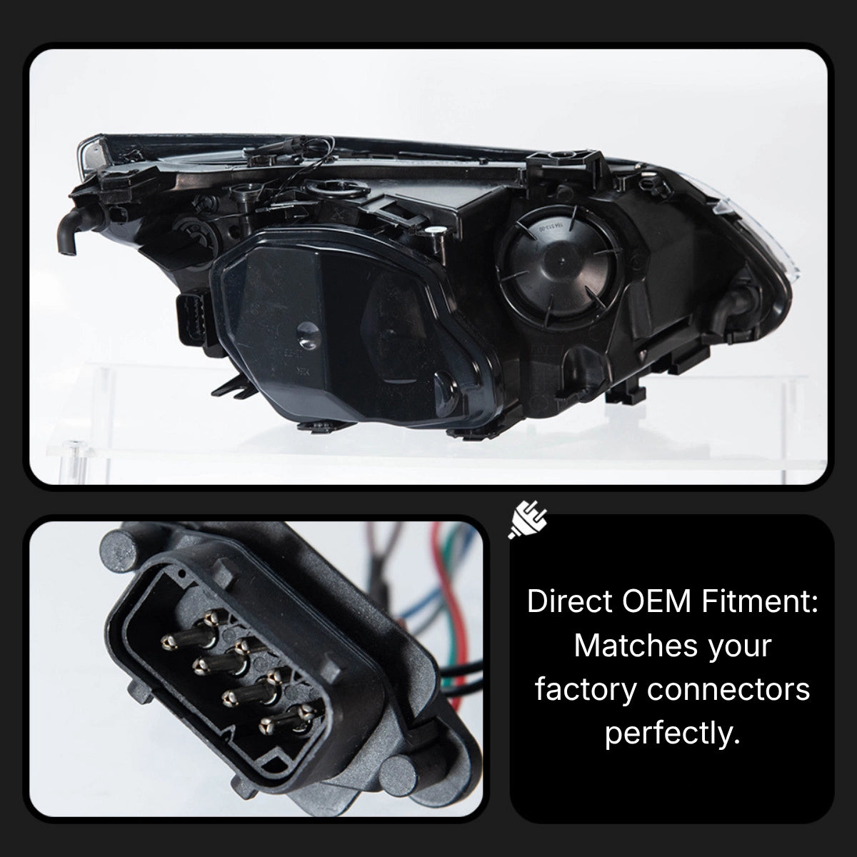 LED Headlights for BMW 5 Series E60/E61 525i-550i (2004-2010) | Angel Eyes, White DRL, Plug & Play