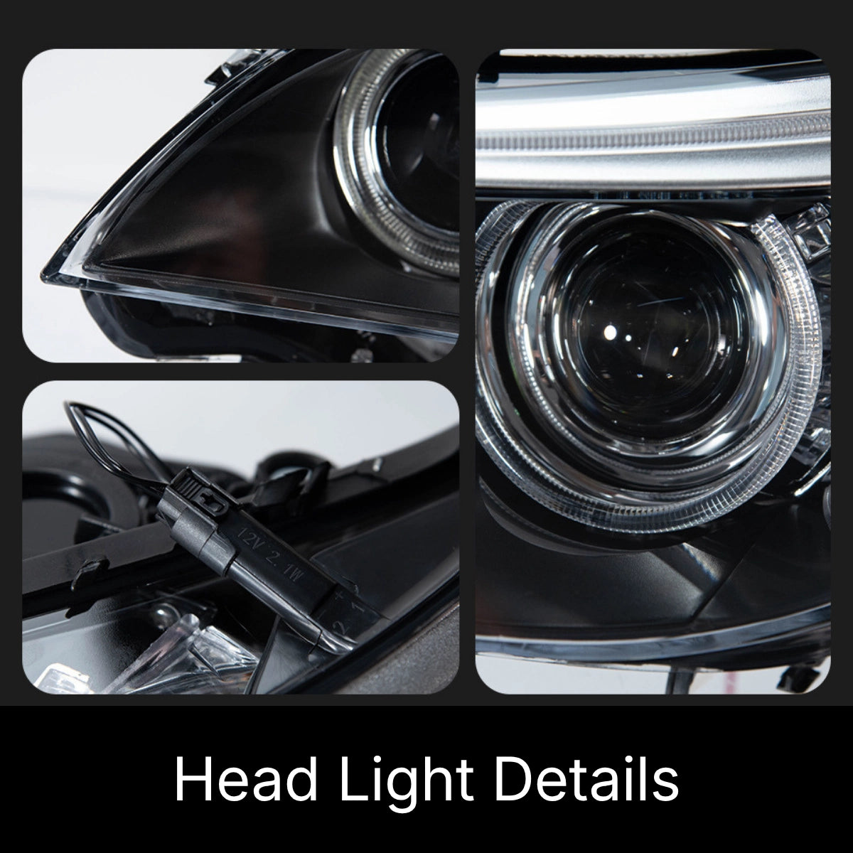 LED Headlights for BMW 5 Series E60/E61 525i-550i (2004-2010) | Angel Eyes, White DRL, Plug & Play