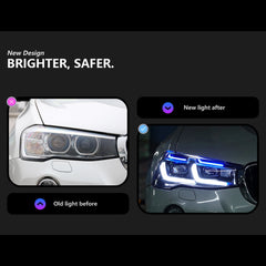 LED Headlights for BMW X3 F25 LCI (15-17) & X4 F26 (15-18) | Dual-Color DRL, Sequential Signals