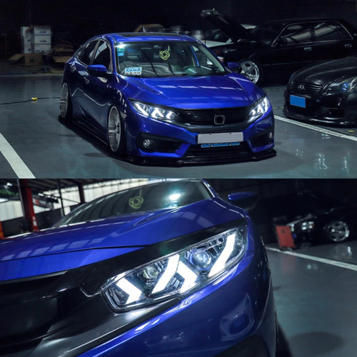LEDHeadlightsforHondaCivic10thGen_2016-2021_LamboStyleDRL_DemonEye_1 - NOXBEAM