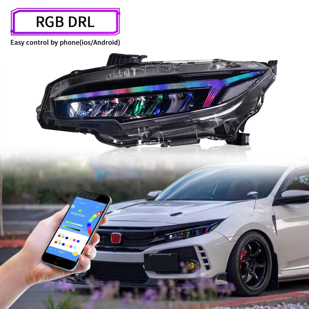LEDHeadlightsforHondaCivic10thGen_2016-2021_NEWDesignRGBDRL_SequentialSignals_5 - NOXBEAM