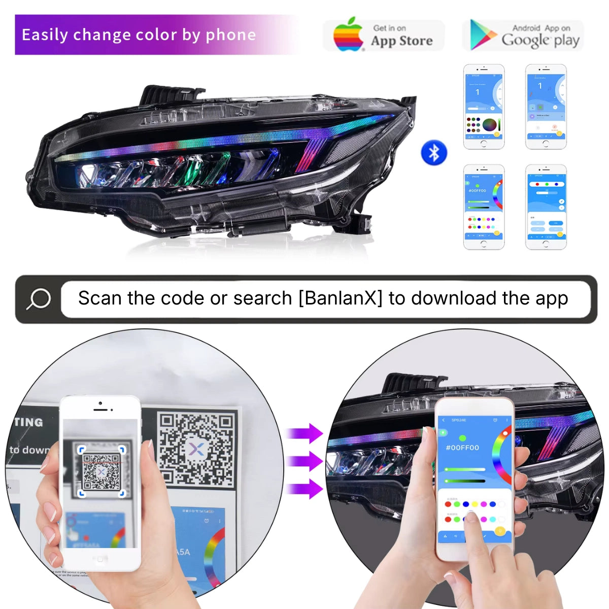 LEDHeadlightsforHondaCivic10thGen_2016-2021_NEWDesignRGBDRL_SequentialSignals_6 - NOXBEAM