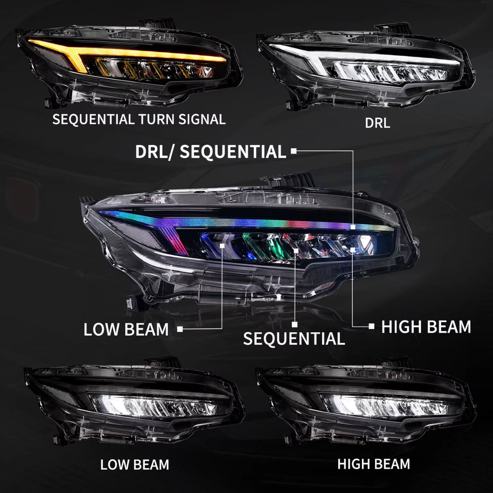 LEDHeadlightsforHondaCivic10thGen_2016-2021_NEWDesignRGBDRL_SequentialSignals_8 - NOXBEAM
