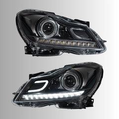 LED-Scheinwerfer für 2012-2014 Mercedes C-Klasse W204 Facelift | nur Halogen, Startanimation