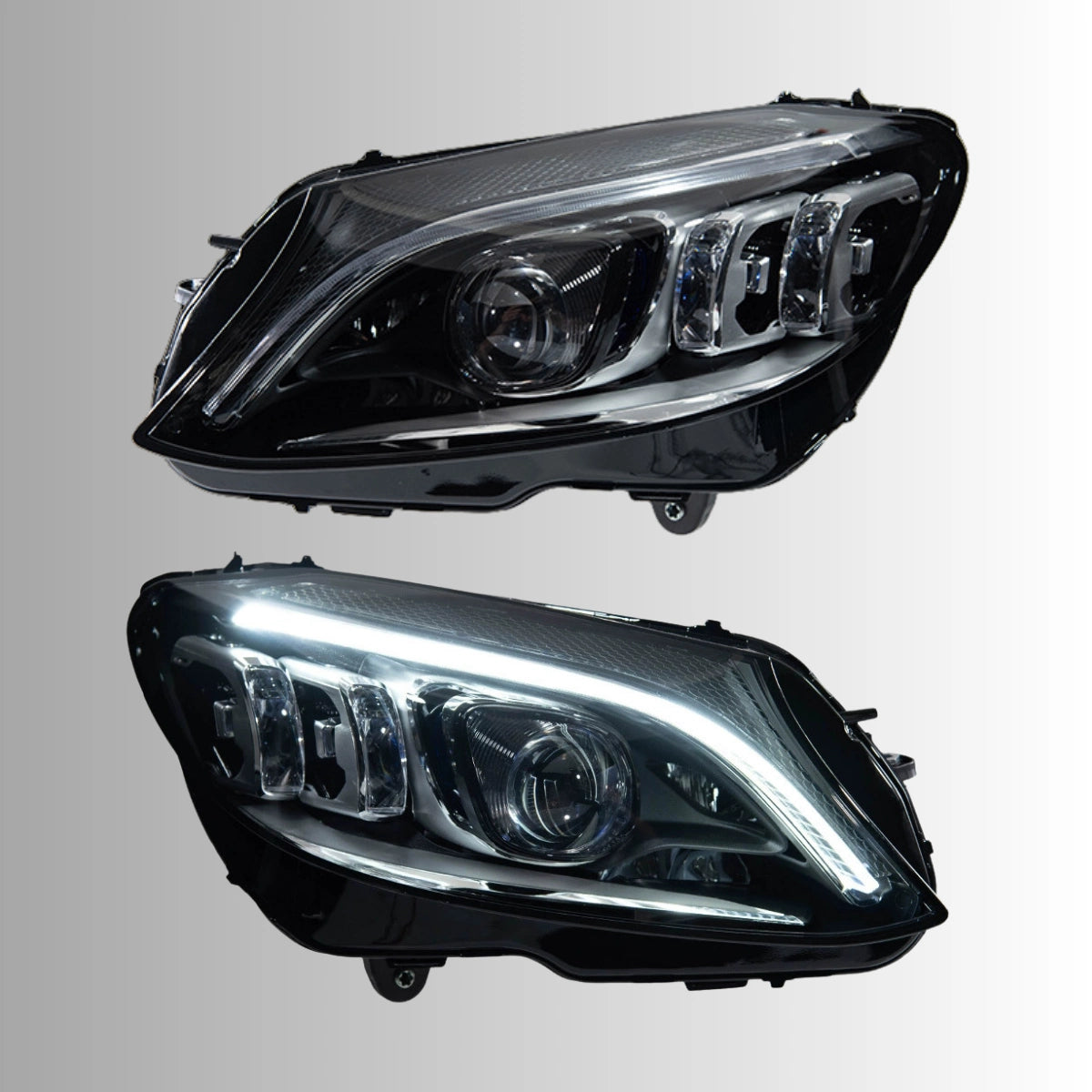 LED-Scheinwerfer für 2015-2021 Mercedes C-Klasse W205 Limousine | Cyber-Blue Startanimation