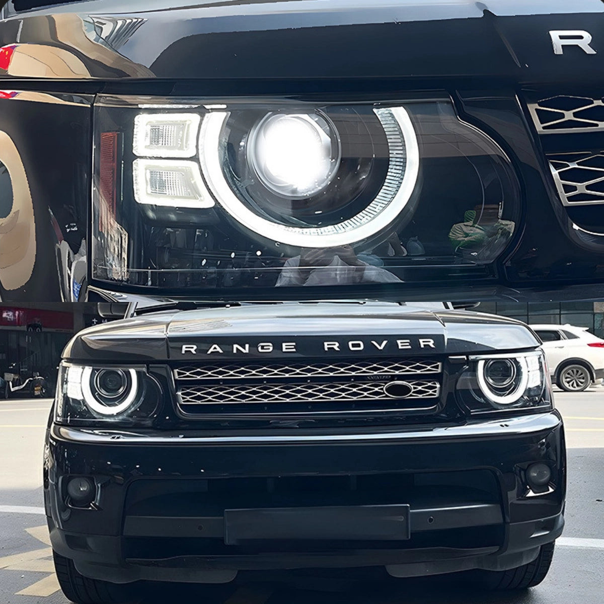 LEDHeadlightsforRangeRoverL322_2006-2012_DefenderStyleDRL_Projector_1 - NOXBEAM