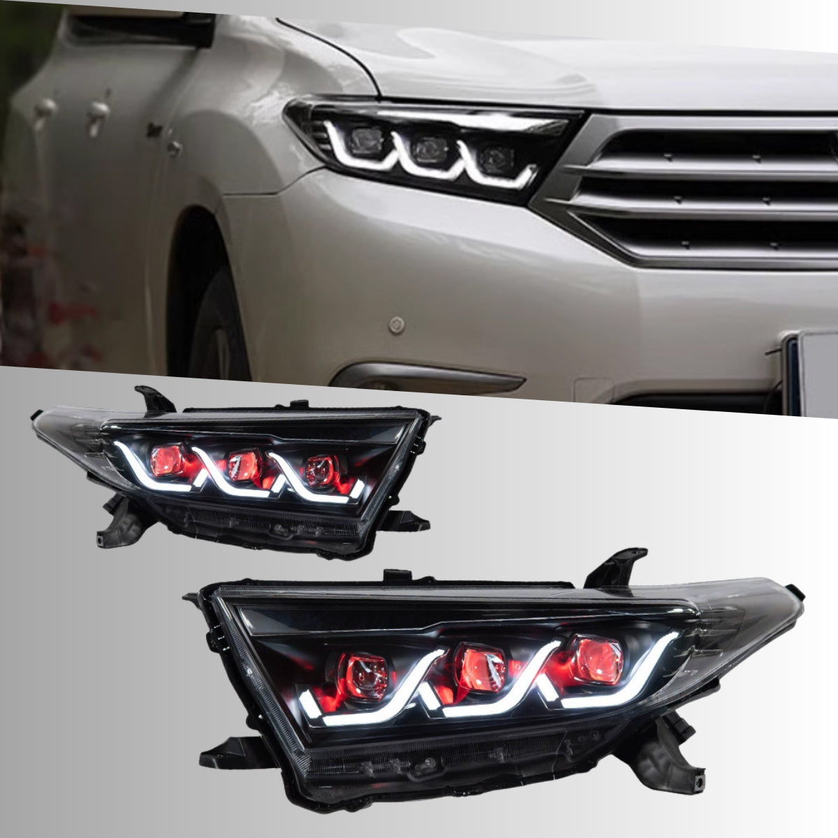 LEDHeadlightsforToyotaHighlander_2011-2013_SequentialSignals_Projector_WithDRL_RedEvilEye_2 - NOXBEAM