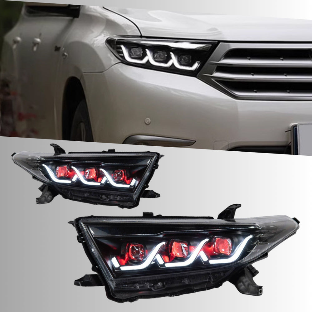 LEDHeadlightsforToyotaHighlander_2011-2013_SequentialSignals_Projector_WithDRL_RedEvilEye_2 - NOXBEAM