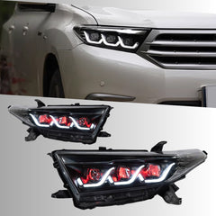 LEDHeadlightsforToyotaHighlander_2011-2013_SequentialSignals_Projector_WithDRL_RedEvilEye_2 - NOXBEAM