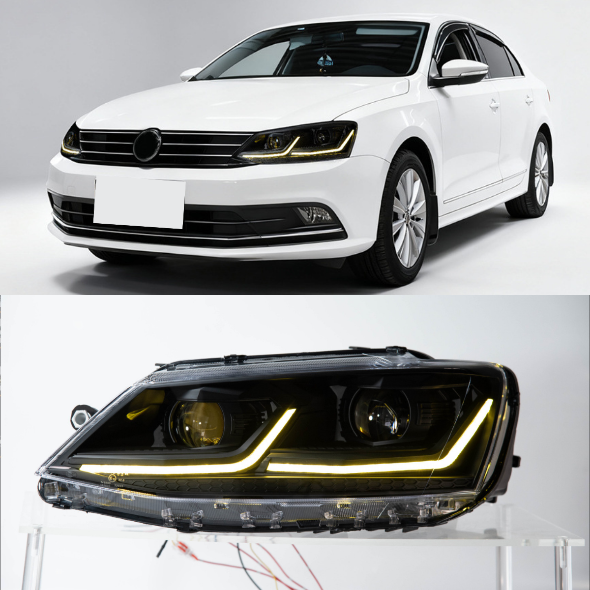 LEDHeadlightsforVWJettaMk6Sedan_2011-2018_GoldWhiteDRL_StartupAnimation_DRL_ForHalogenONLY_1 - NOXBEAM