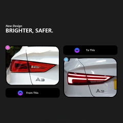 LED-Rückleuchten für 2015-2016 Audi A3/S3 8V Limousine | nur Halogen, dynamischer Blinker