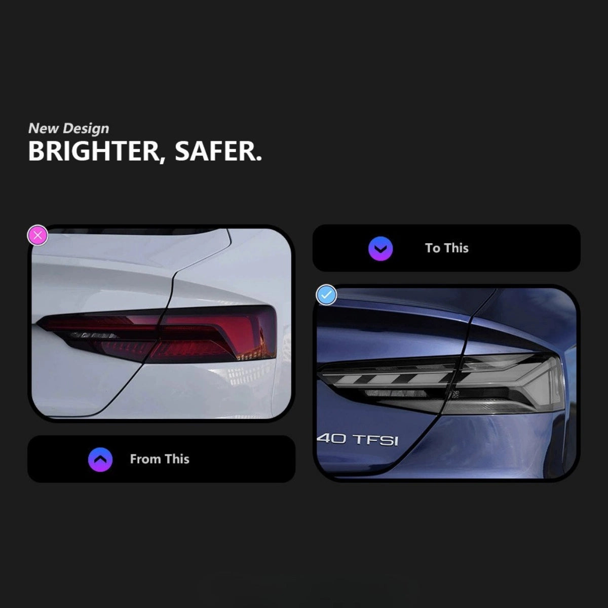 RS-Style LED-Rückleuchten für 2018-2020 Audi A5/S5/RS5 F5 Sportback Pre-Facelift