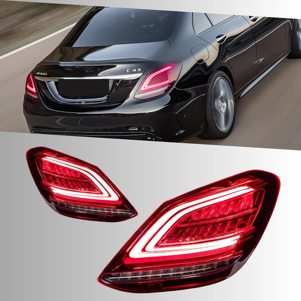 LED-Rückleuchten für 2015-2021 Mercedes C-Klasse W205 Limousine | dynamischer Blinker