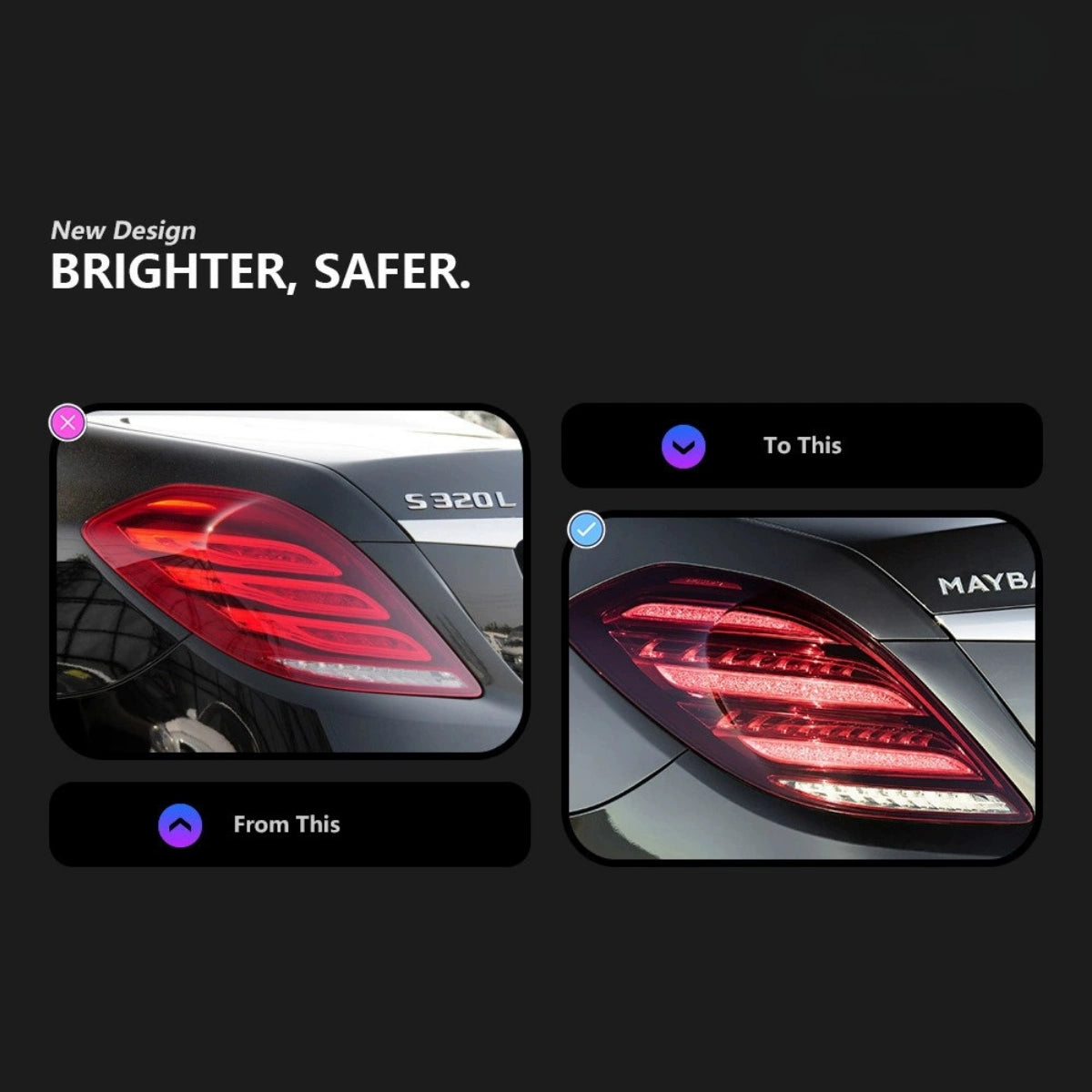 LED-Rückleuchten für 2014-2017 Mercedes S-Klasse W222 Pre-Facelift | dynamischer Blinker