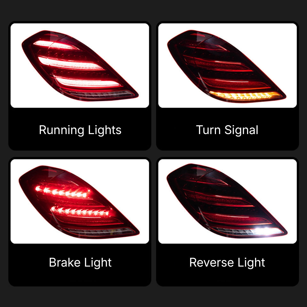 LED-Rückleuchten für 2014-2017 Mercedes S-Klasse W222 Pre-Facelift | dynamischer Blinker