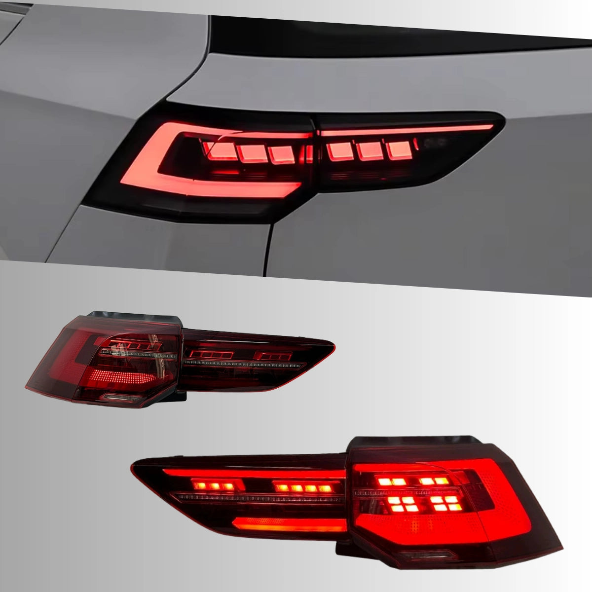 LED Tail Lights for VW Golf MK8 2022-2024 | OE Upgrade for GTI & Golf R Hatchback, Red Lens, Start-Up Animation, Sequential, Plug & Play