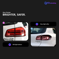 LED Tail Lights for VW Tiguan 2012-2017 | OE Upgrade for MK1 SUV R-Line, Red Lens, Start-Up Animation, Sequential, Plug & Play