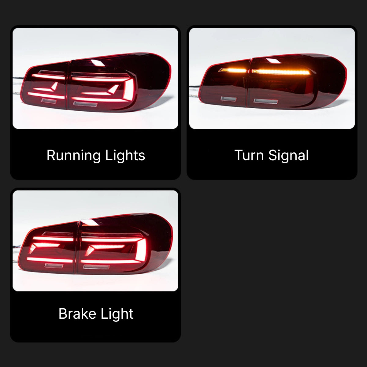 LED Tail Lights for VW Tiguan 2012-2017 | OE Upgrade for MK1 SUV R-Line, Red Lens, Start-Up Animation, Sequential, Plug & Play