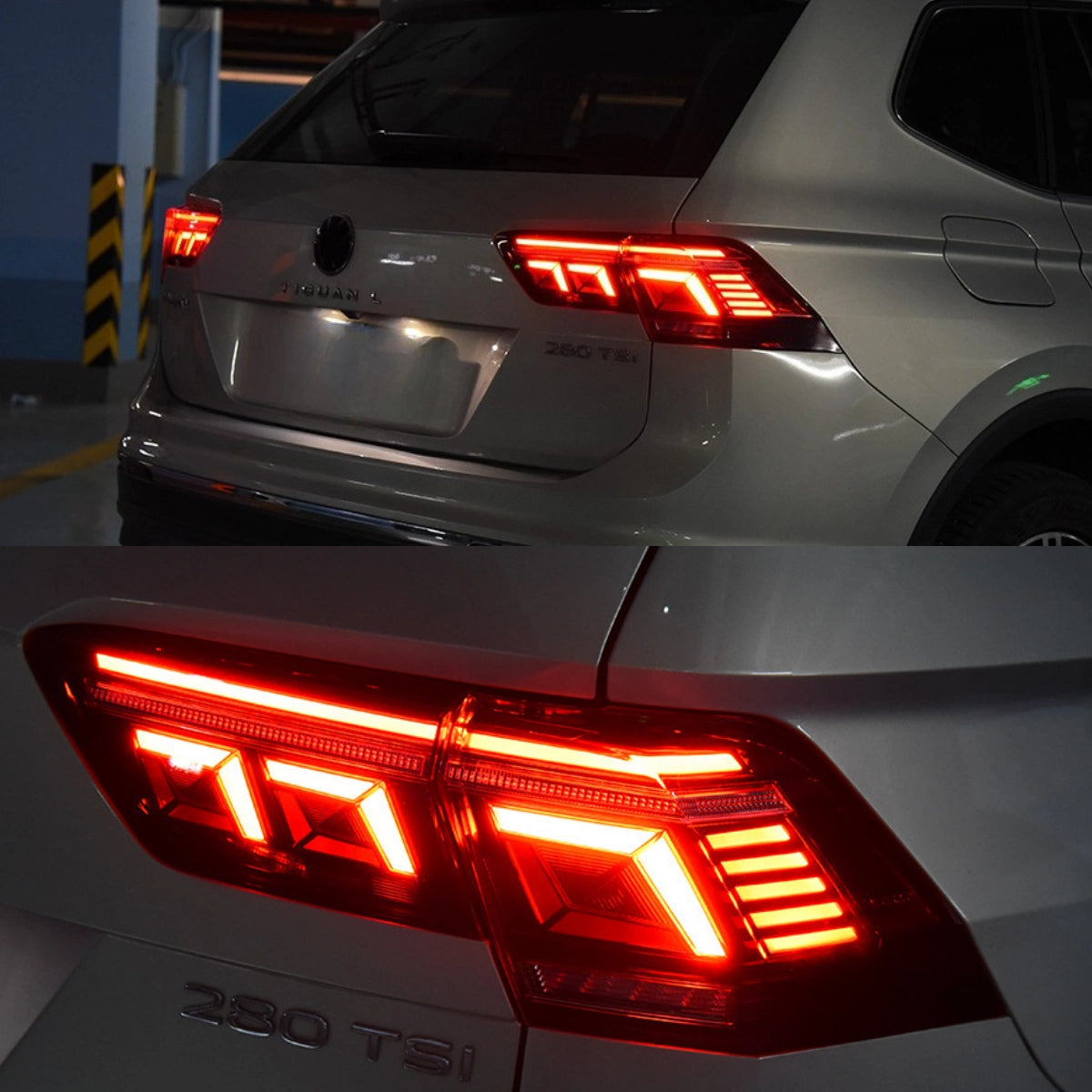 LED Tail Lights for VW Tiguan 2018-2021 | OE Upgrade for MK2 SUV SEL R-Line, Red Lens, Start-Up Animation, Sequential, Plug & Play