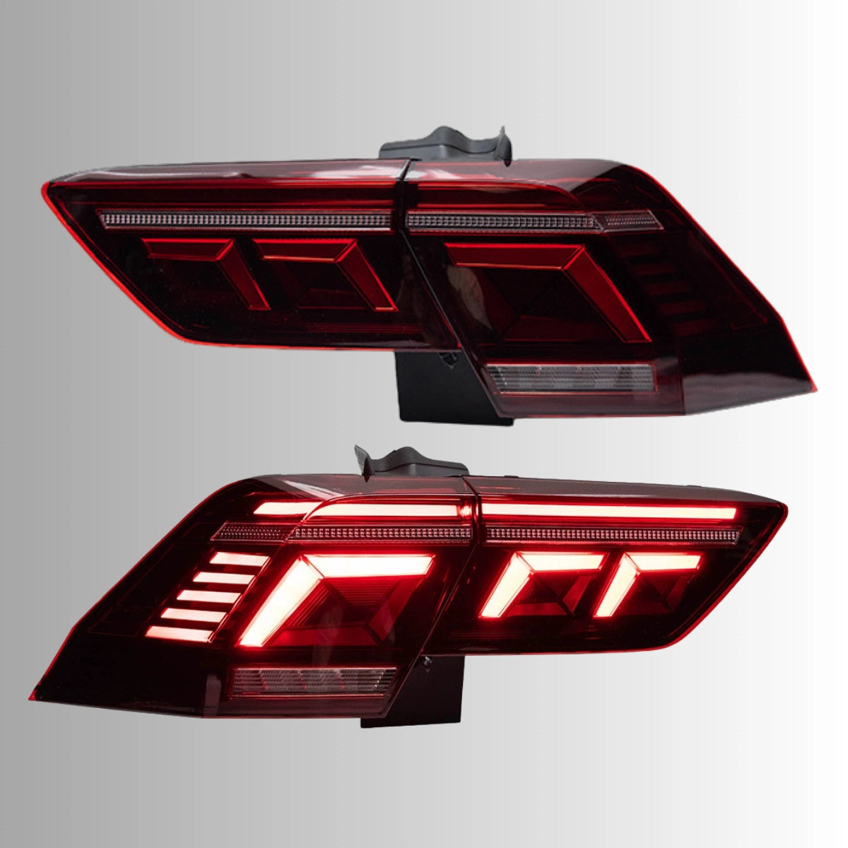 LED Tail Lights for VW Tiguan 2018-2021 | OE Upgrade for MK2 SUV SEL R-Line, Red Lens, Start-Up Animation, Sequential, Plug & Play