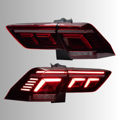 LED Tail Lights for VW Tiguan 2018-2021 | OE Upgrade for MK2 SUV SEL R-Line, Red Lens, Start-Up Animation, Sequential, Plug & Play