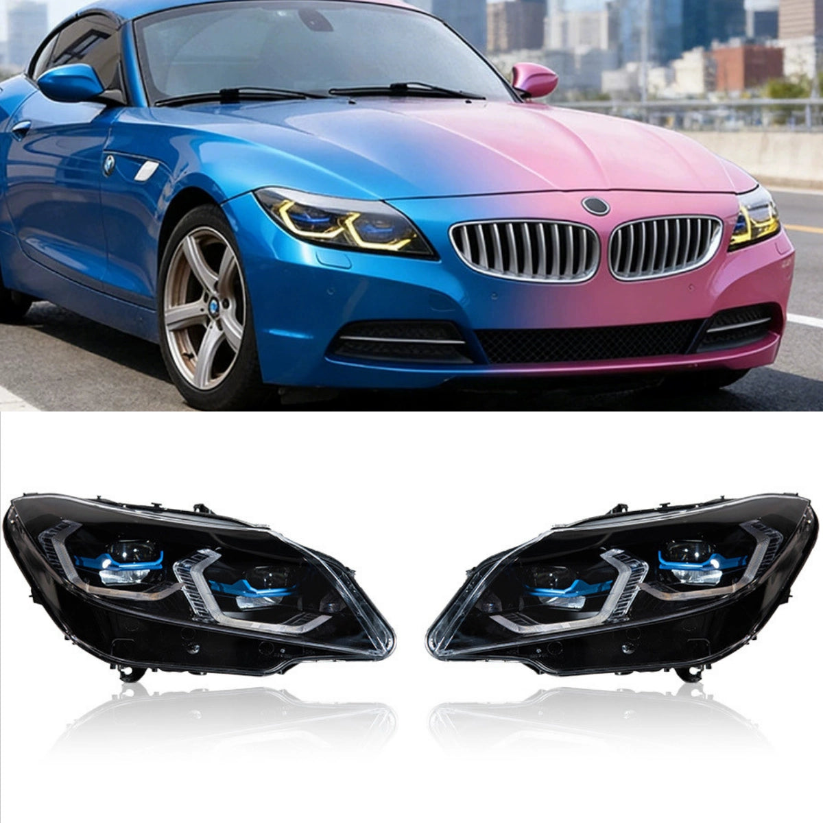 Premium Laser Headlights for 2009-2016 BMW Z4 E89 | Dual-Color Switchback DRL, Plug & Play
