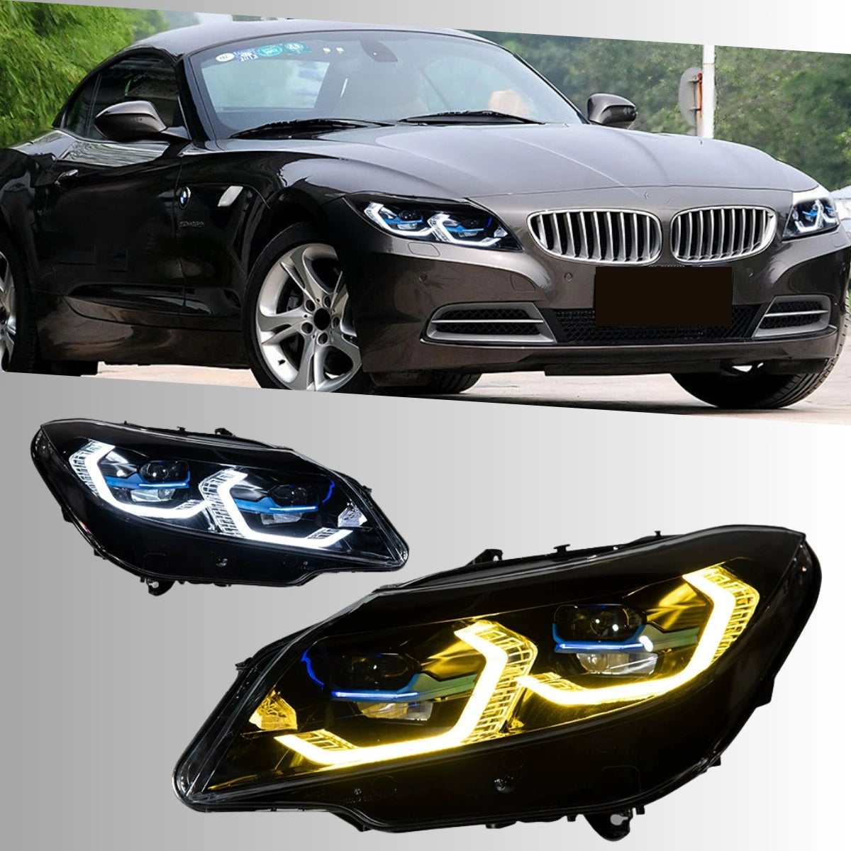 Premium Laser Headlights for 2009-2016 BMW Z4 E89 | Dual-Color Switchback DRL, Plug & Play