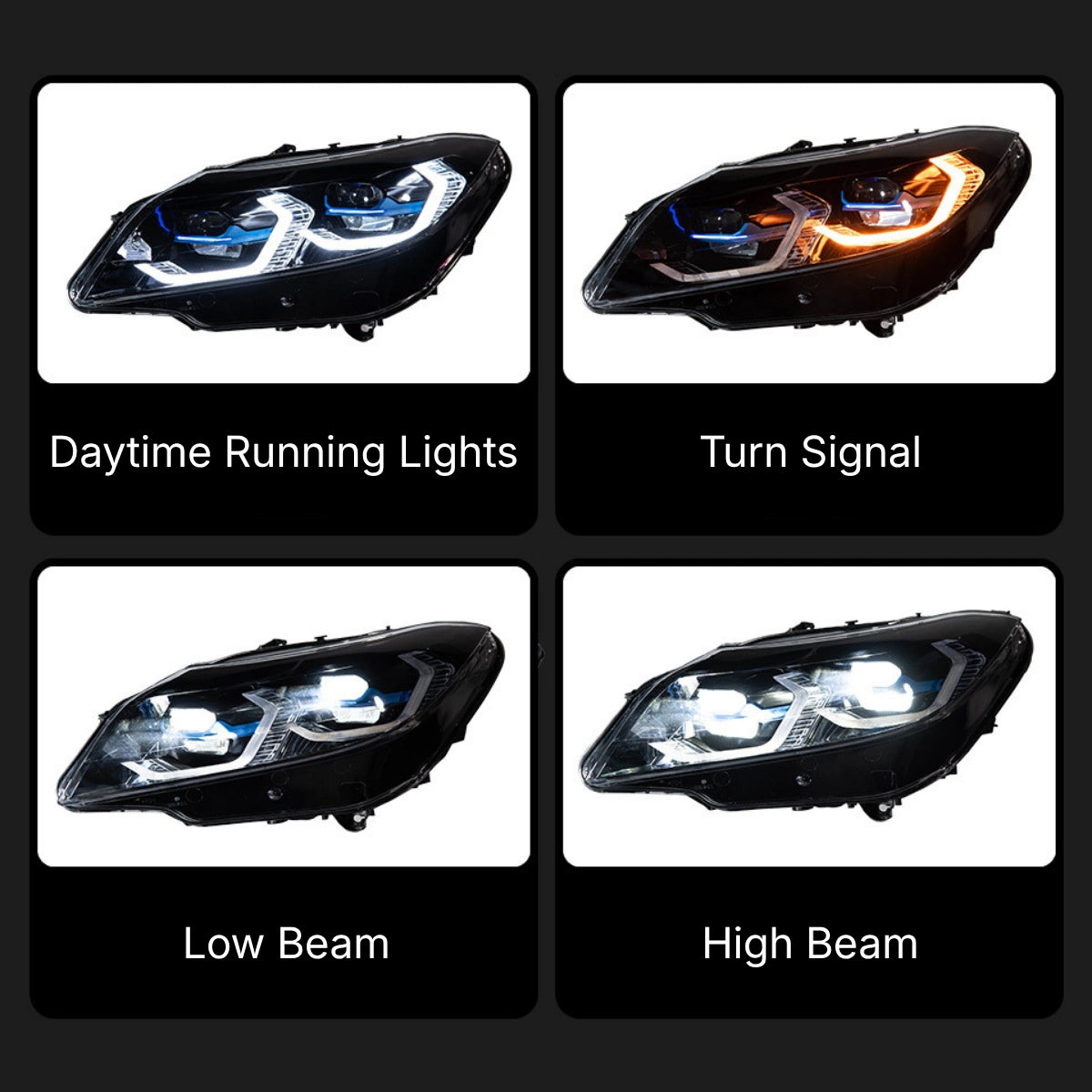 Premium Laser Headlights for 2009-2016 BMW Z4 E89 | Dual-Color Switchback DRL, Plug & Play