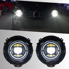 SmokedBlackLEDHeadlightsforMercedesG-ClassW463_1990-2018_HaloDRL_Plug_Play_2 - NOXBEAM