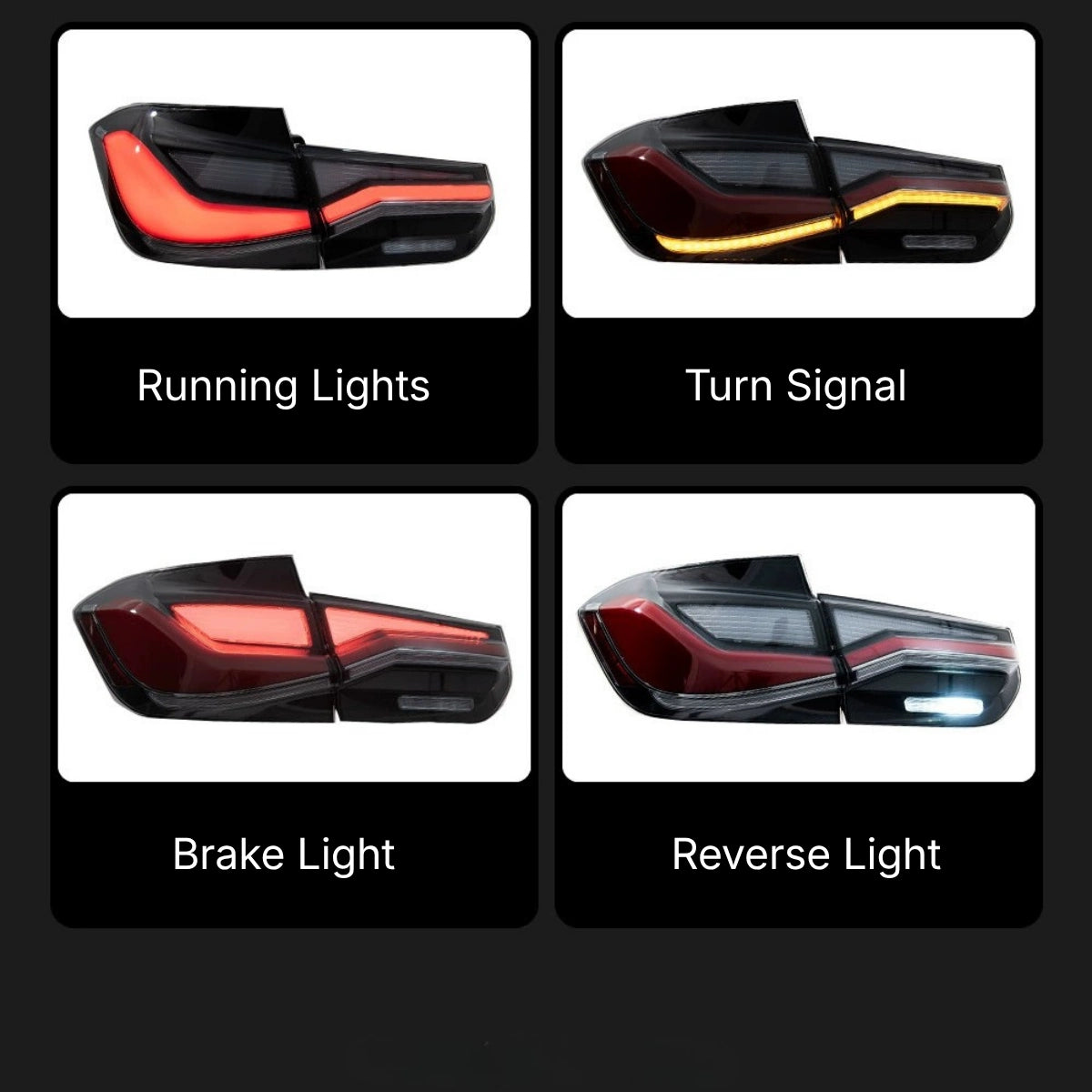 SmokedLEDTailLightsforBMW3SeriesF30320i-340i_2012-2018_8-SeriesStyle_DynamicAnimation_Plug_Play_13 - NOXBEAM