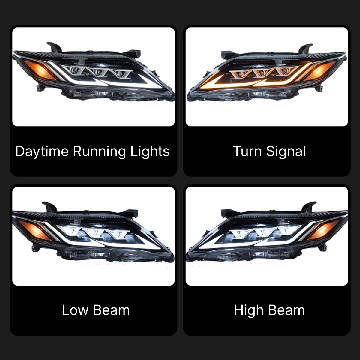 TripleProjectorLEDHeadlightsforToyotaCamry_2010-2011_StartupAnimation_Sequential_5 - NOXBEAM