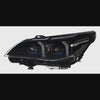 Full LED Headlights for 2004-2010 BMW 5 Series E60/E61 | Blue Eyebrow, Dual-Color Fang DRL, Plug & Play